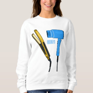 Hair dryer & hair straightener illustration sweatshirt