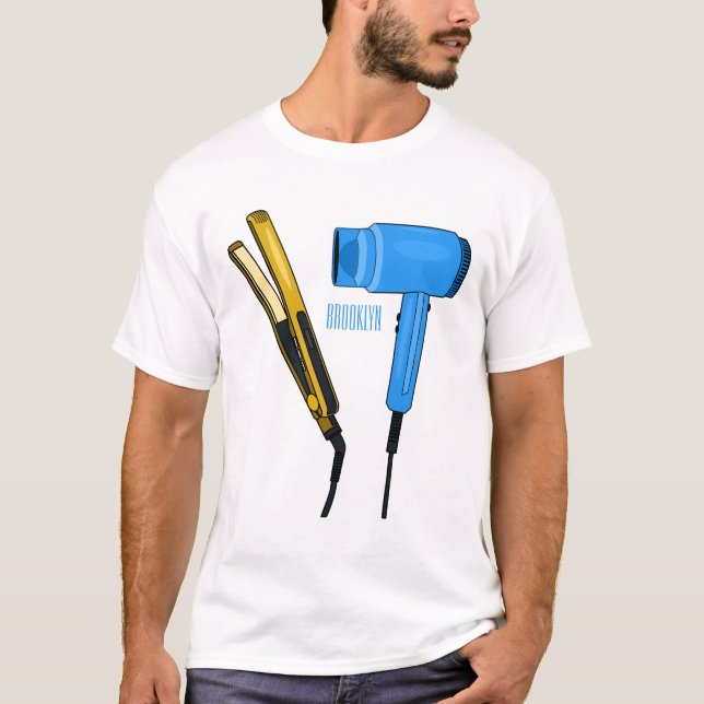 Hair dryer & hair straightener illustration T-Shirt (Front)