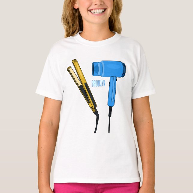 Hair dryer & hair straightener illustration T-Shirt (Front)