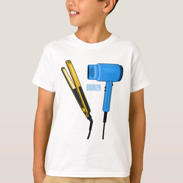 Hair dryer & hair straightener illustration T-Shirt (Front)