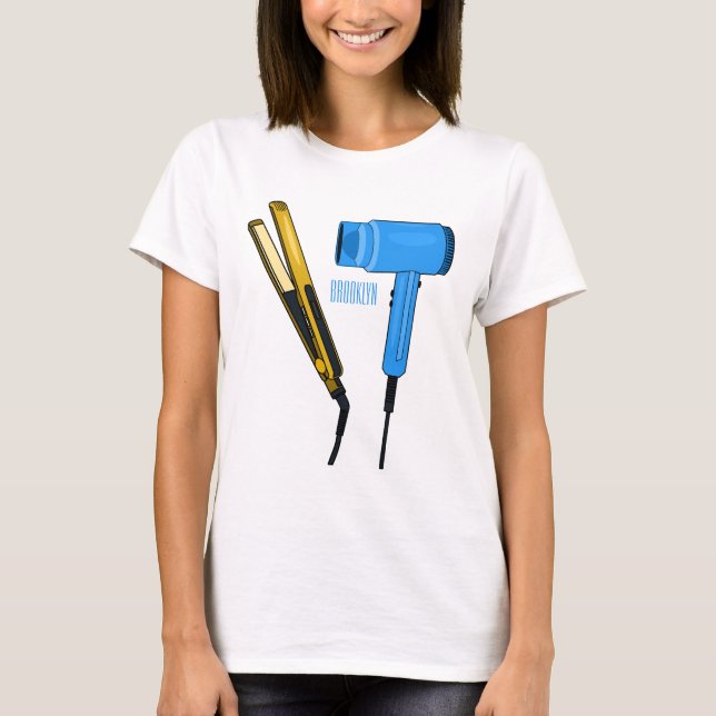 Hair dryer & hair straightener illustration T-Shirt (Front)