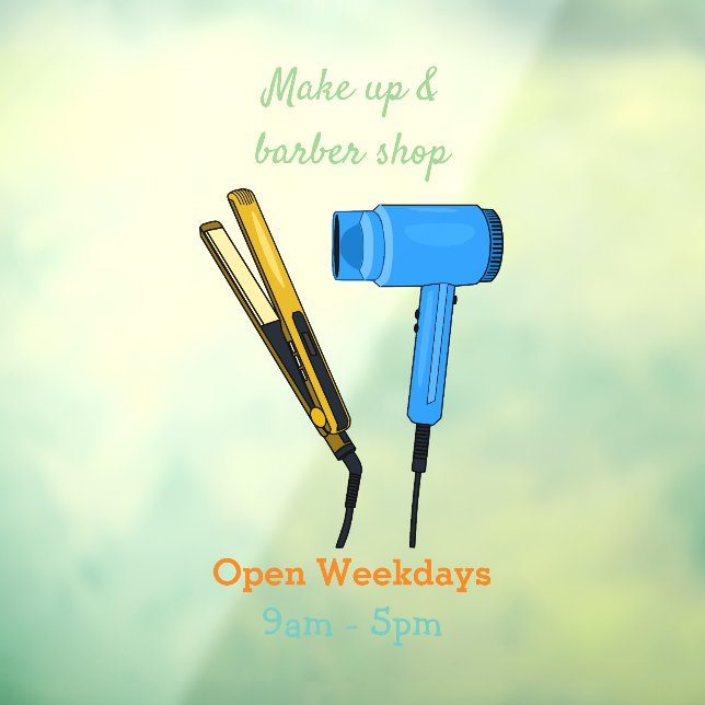 Hair dryer & hair straightener illustration window cling (Sheet 3)