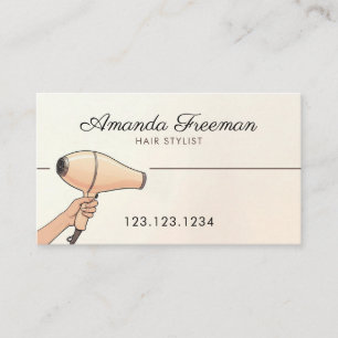 Hair Dryer Hand Illustration Hair Stylist Business Card