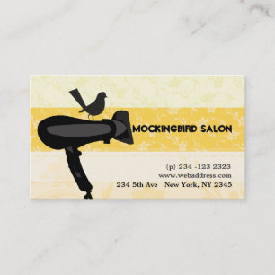 Hair Dryer Mocking Bird Salon Floral  Appointment Card