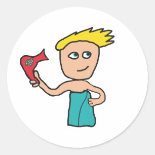 Hair Drying Classic Round Sticker