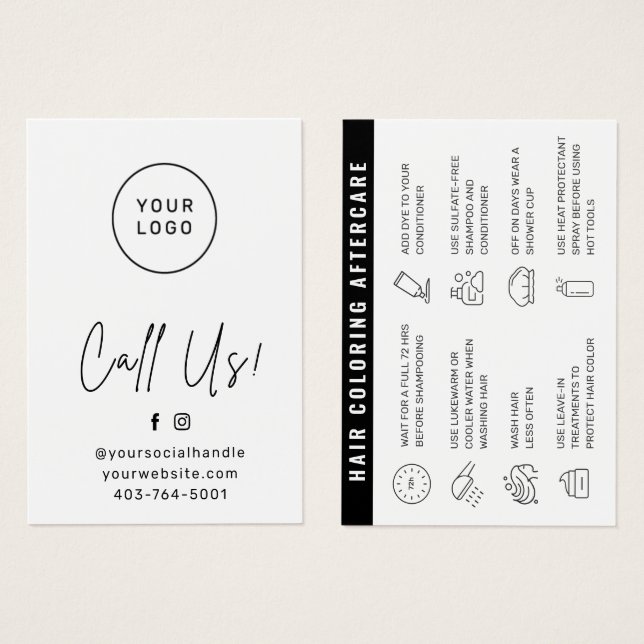 Hair Dyeing Modern Hair Colouring Aftercare Card (Front & Back)