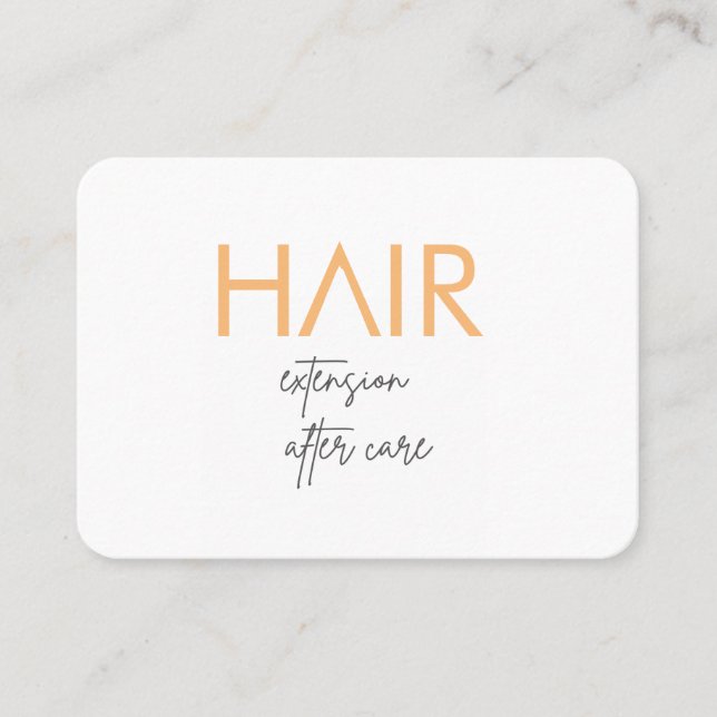HAIR EXTENSION CARE CARD (orange) (Front)