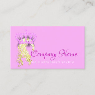 Hair Extension Hair Bright Pink Crown Gold Lux Appointment Card