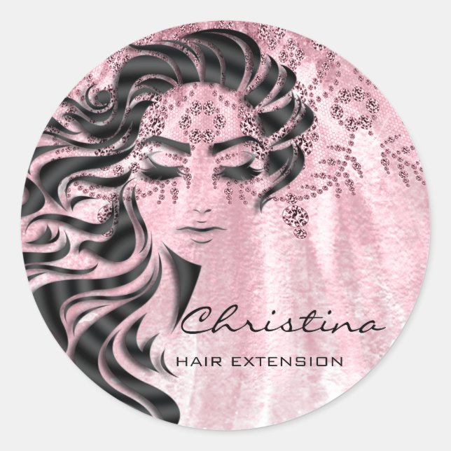 Hair Extension Hairdresser Makeup Eyelash Rose Classic Round Sticker (Front)