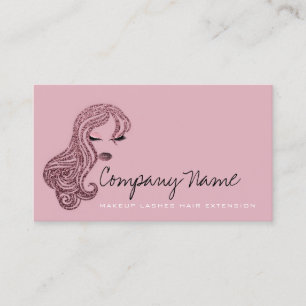 Hair Extension Pink Rose Makeup Artist Lash Salon1 Appointment Card