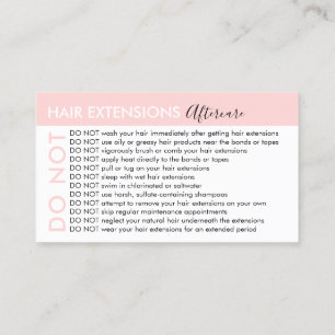 Hair Extensions Avoids Advices Aftercare Business Card