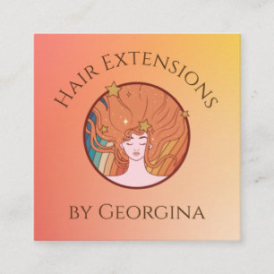 Hair Extensions Orange Ombre Gradient Beauty Theme Square Business Card