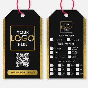 Hair Extensions Packaging Hang Tag Hair Logo Gold