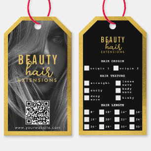 Hair Extensions Packaging Hang Tag Hair Photo Gold