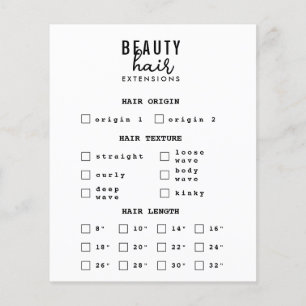 Hair Extensions Wig Order Form Hair Branding Flyer