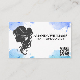 Hair Flowing Grey Graphic QR Code Appointment Card