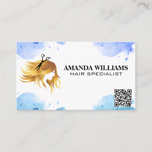 Hair Flowing Logo | QR Code Appointment Card (Front)