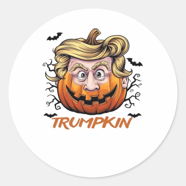 Hair Funny Pumpkin Halloween Boo - Political Humou Classic Round Sticker (Front)