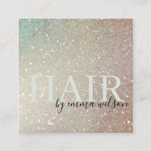 Hair Glitter Green Pink Aqua Shiny Shimmer Square Business Card