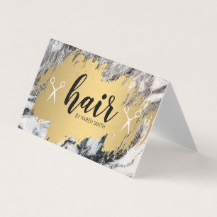 HAIR   Gold Brushed and Arrows   Marble Business Card