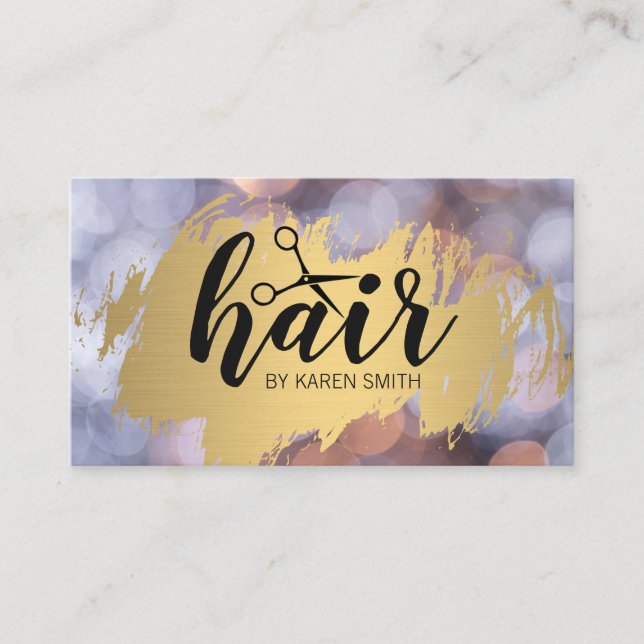 HAIR / Gold Brushed / Boke Business Card (Front)