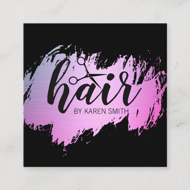 HAIR / Gold Brushed  (Glamour) Square Business Card (Front)