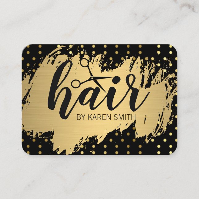 HAIR / Gold Brushed / Polka Dots Business Card (Front)