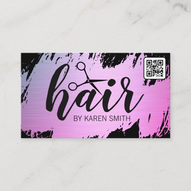 HAIR | Gold Brushed | QR Code Business Card (Front)