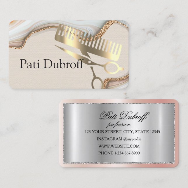 Hair Hairdresser Barber Beauty Salon Business Card (Front/Back)