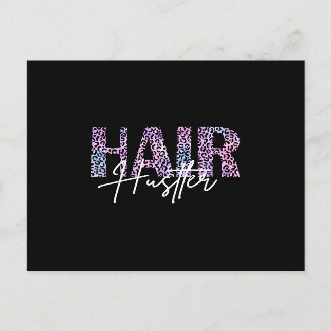 Hair Hustler Hairdresser Leo Print pink Postcard (Front)