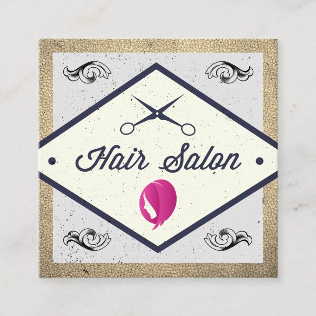 Hair Icon | Hair Salon Square Business Card (Front)