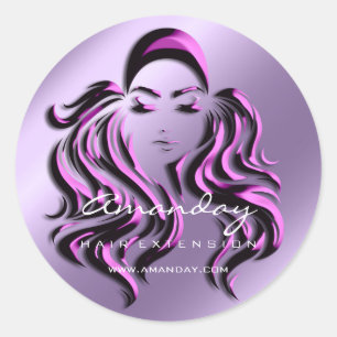 Hair Lash Extension Stylist Makeup Artis Violet Classic Round Sticker