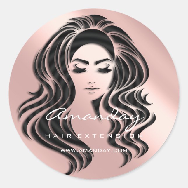 Hair Lash Extension Stylist Makeup Artist Blush Classic Round Sticker (Front)