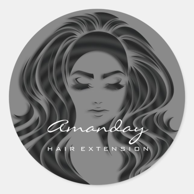Hair Lashes Extension Stylist Makeup Grey 16th Classic Round Sticker (Front)