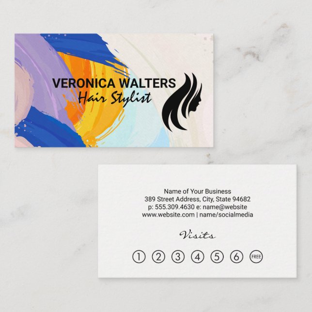 Hair Logo | Artistic Brush Strokes Loyalty Card (Front/Back)