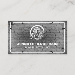 Hair Logo   Brick Wall   Neon Lights Business Card