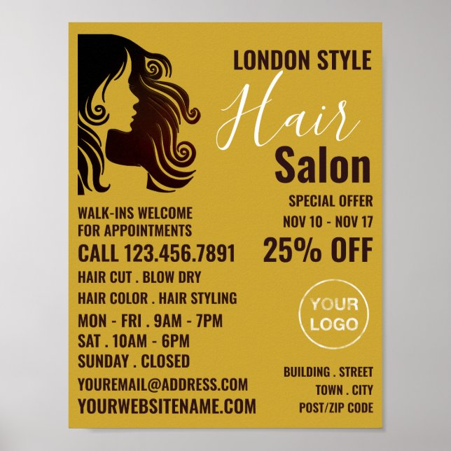 Hair Logo, Hair Stylist, Hair Salon Advert Poster (Front)
