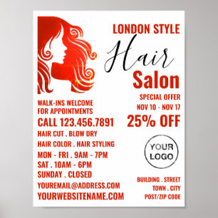Hair Logo, Hair Stylist, Hair Salon Advert  Poster