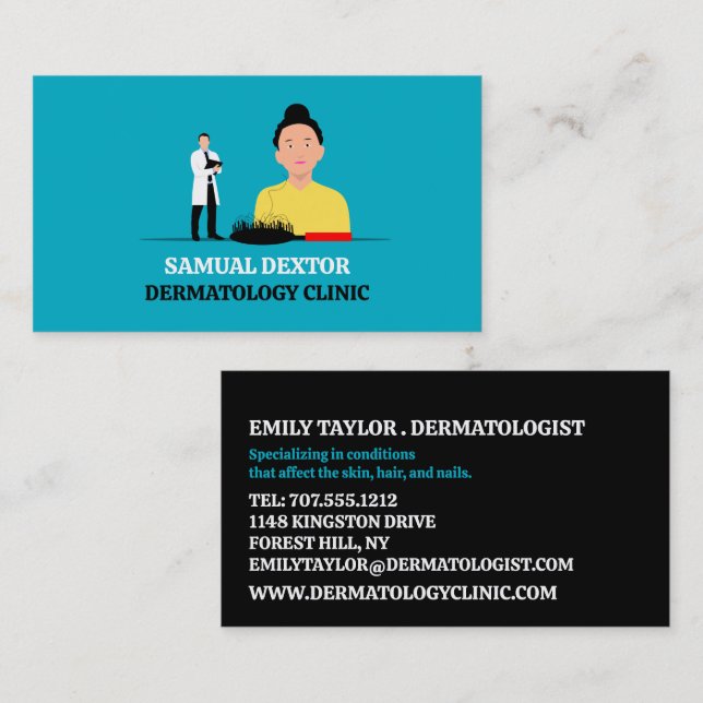 Hair Loss, Dermatologist, Dermatology Clinic Business Card (Front/Back)