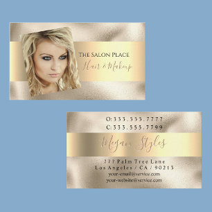 Hair & Makeup Artist, DIY Bus. Name & Info, Gold Business Card