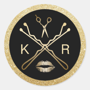 Hair & Makeup Artist Modern Gold Beauty Salon Classic Round Sticker
