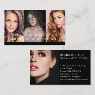 Hair & Makeup Artists 4 Photo college Black Luxury Business Card