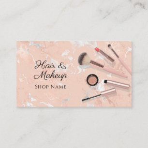 Hair & Makeup Artists, Photo, Rose Gold Marble Business Card
