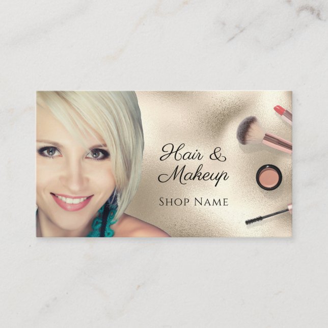 Hair & Makeup Artists, Photos, Gold, Vs 2 Business Card (Front)