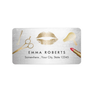 Hair & Makeup Beauty Salon Modern Gold & Silver Label