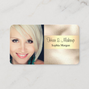 Hair & Makeup, Black Text, Your Photo, Gold, Vs 4 Business Card