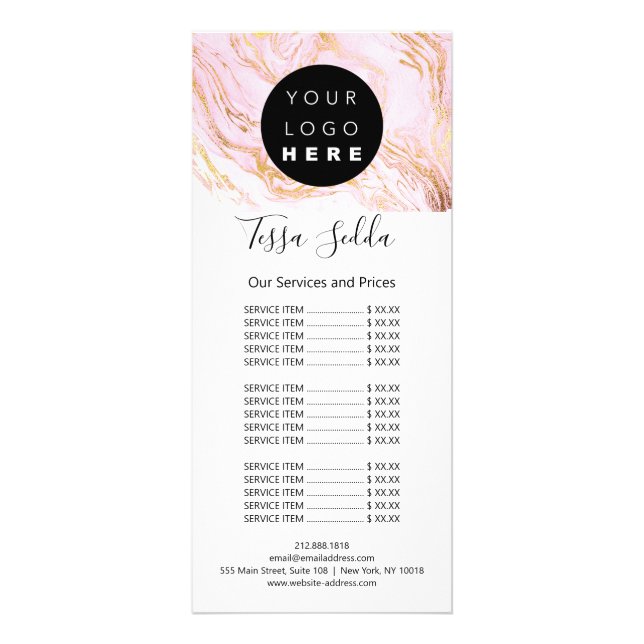 Hair Makeup Body Skin Care Logo Beauty Marble Rack Card (Front)