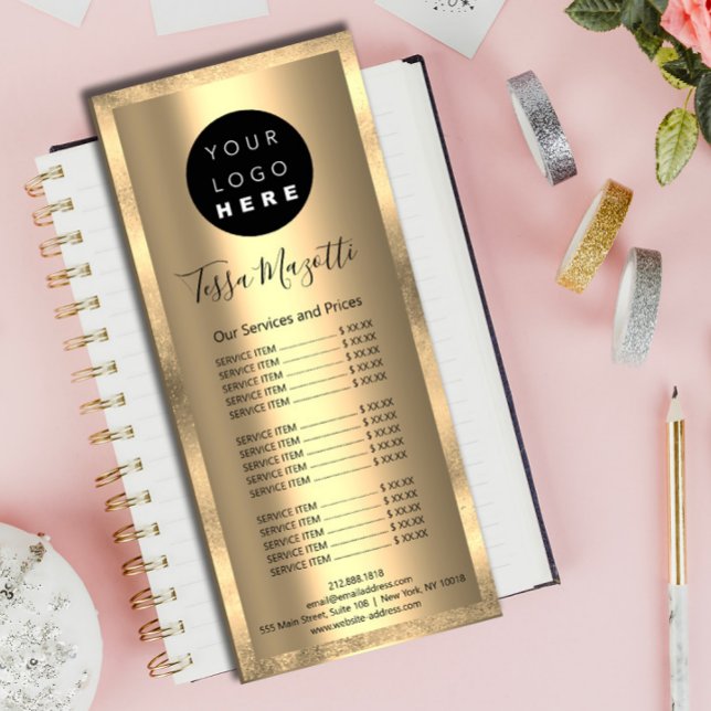 Hair Makeup Body Skin Care Logo Gold Beauty Studio Rack Card (Hair Makeup Body Skin Care Logo Gold Beauty Studio Rack Card)