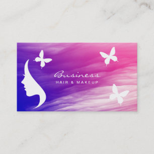 Hair & Makeup Girl Modern Butterflies Beauty Salon Business Card