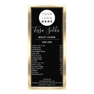 Hair Makeup Nail Manicure Pedicure Gold Black Rack Card